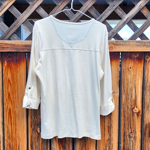 ⭐️LRL Ralph Lauren Cream 3/4 Sleeve Top - Picture 7 of 8